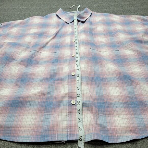 Ridgecut Shirt Womens 2XL Pink Blue Plaid Short Sleeve Button Up Workwear Top - Picture 3 of 8